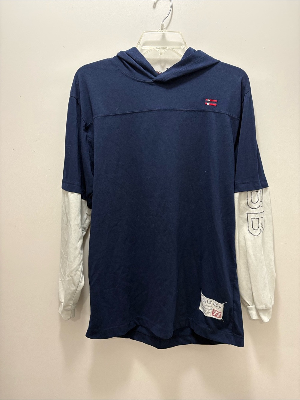 Bugle Boy Navy Hooded Pullover with Red Trim Label